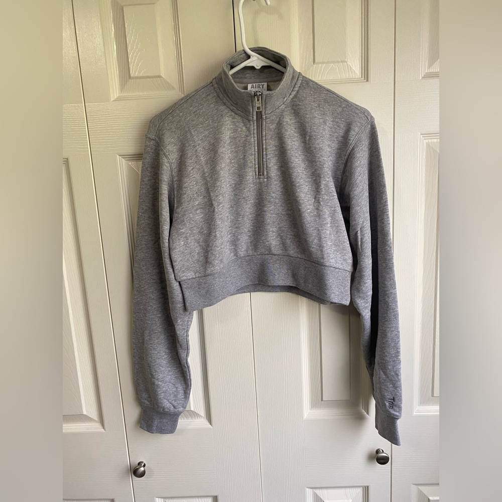 New Aritzia TNA Airy Perfect Grey Quarter-Zip Pullover French Terry Sweatshirt - Picture 7 of 12